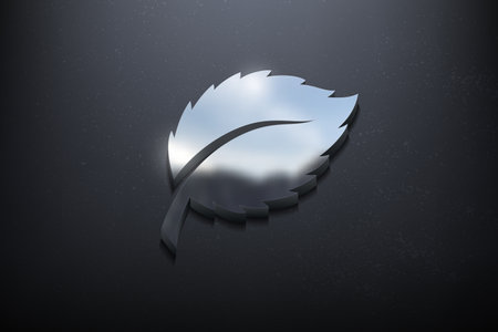 Leaf 3D Logo Design, Shiny Mockup Logo with Textured Wall. Realistic Vector, Vector Illustrationのイラスト素材
