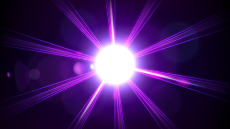 Purple Light Shining From Darkness Background, Vector Illustration