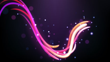 Colorful Light Trails, Long Time Exposure Motion Blur Effect, Vector Illustrationのイラスト素材
