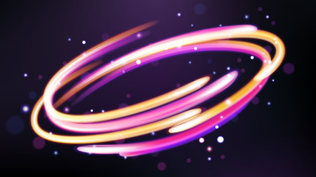 Colorful Light Trails, Long Time Exposure Motion Blur Effect, Vector Illustrationのイラスト素材