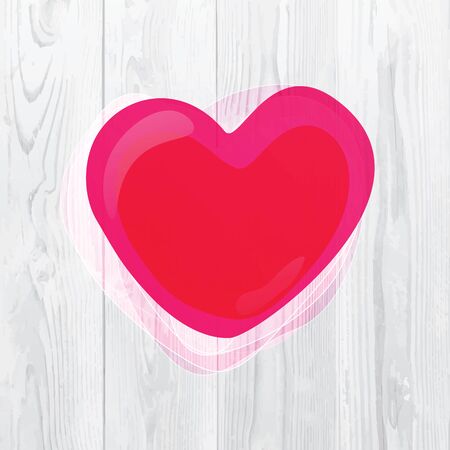 Pink valentine heart on white wooden textureのイラスト素材