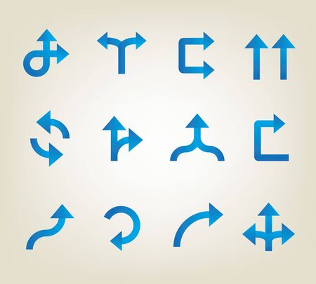 Vector illustration of curved arrow icons.のイラスト素材