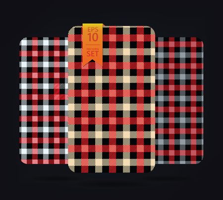 gingham Patterns and buffalo check plaid patterns. Modern pixel gingham patterns of different stylesのイラスト素材