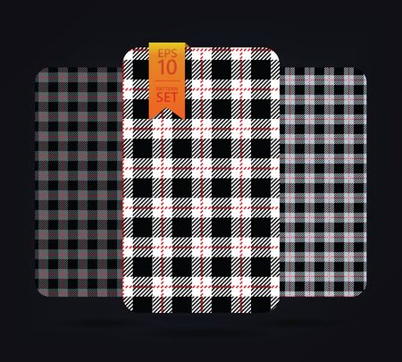 gingham Patterns and buffalo check plaid patterns. Modern pixel gingham patterns of different stylesのイラスト素材