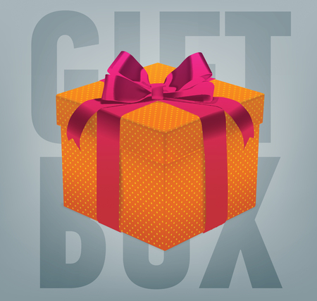 Vector gift box with a ribbon bow. Realistic present box.のイラスト素材