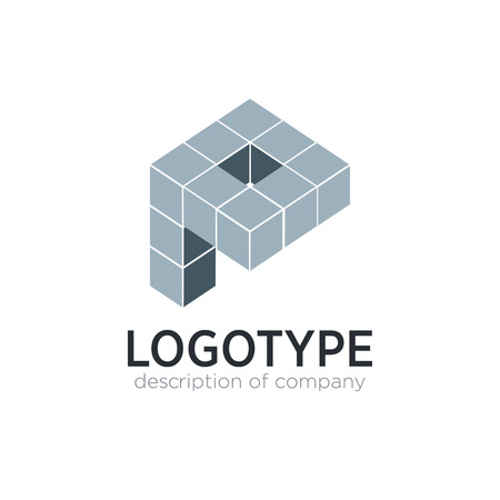 Letter P cube figure logo icon design template elementsのイラスト素材