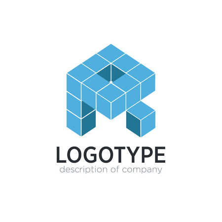 Letter R cube figure logo icon design template elementsのイラスト素材