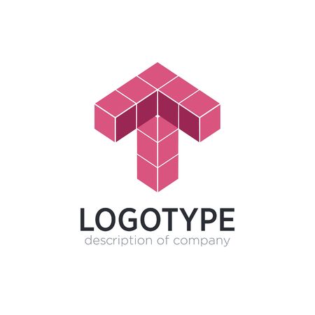 Letter T cube figure logo icon design template elementsのイラスト素材