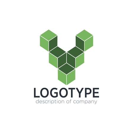 Letter V cube figure logo icon design template elementsのイラスト素材