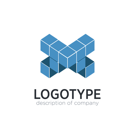 Letter X cube figure logo icon design template elementsのイラスト素材