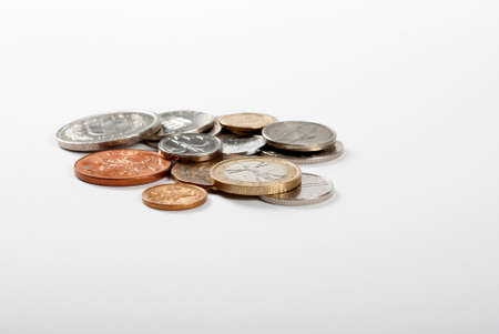 coins isolated on white backgroundの写真素材