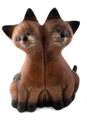 two cats isolated on white background の写真素材