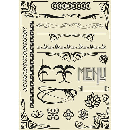 Vintage vector set of design elementsのイラスト素材