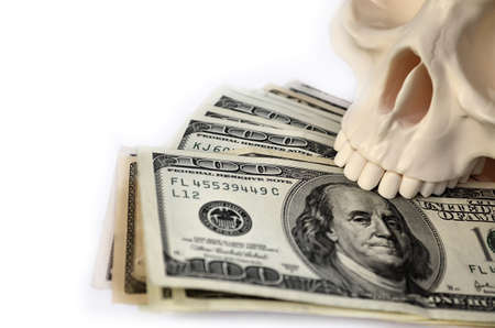 Background of money with skullの写真素材