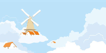 Abstract image of a windmill in the cloudsのイラスト素材