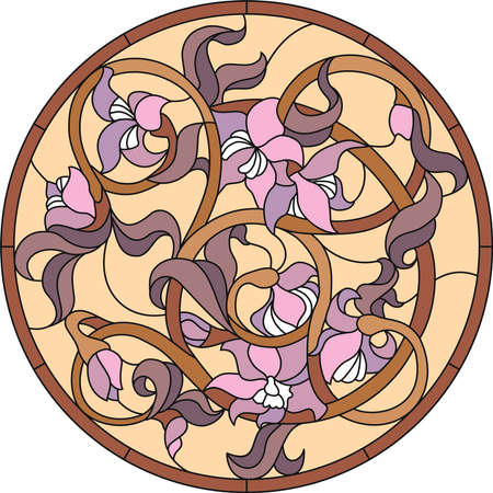 Abstract floral ornament stained glass window. Mosaicのイラスト素材