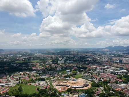 Aerial Photo - Bird's eye view of the town of Ipoh, the capital city of the state of Perak, Malaysia and also the third largest city in the country.の写真素材