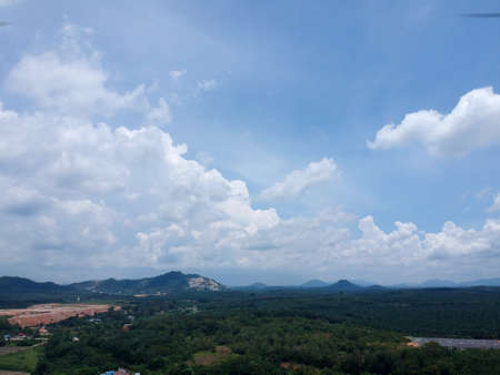 Aerial Photo - Bird's eye view of the village with the beautiful sky and sunrise moment.の写真素材