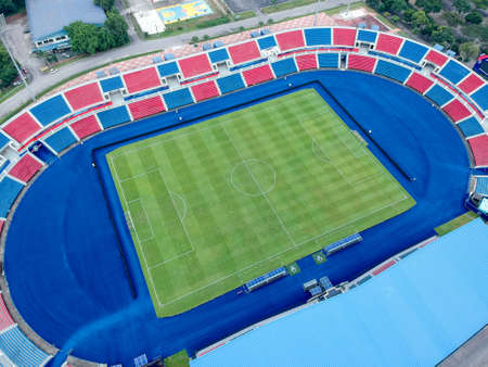 Aerial Photo - Bird's eye view of the Tan Sri Dato' Haji Hassan Yunos Stadium, also simply known as Larkin Stadium, is a multi-purpose stadium in Larkin, Johor Bahru, Johor, Malaysiaのeditorial素材