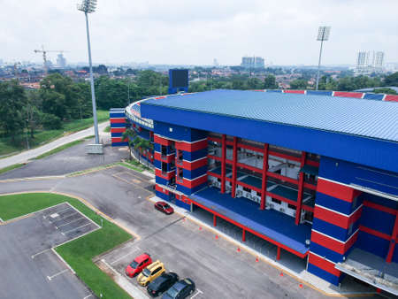 Aerial Photo - Bird's eye view of the Tan Sri Dato' Haji Hassan Yunos Stadium, also simply known as Larkin Stadium, is a multi-purpose stadium in Larkin, Johor Bahru, Johor, Malaysiaのeditorial素材