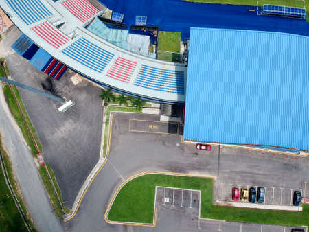 Aerial Photo - Bird's eye view of the Tan Sri Dato' Haji Hassan Yunos Stadium, also simply known as Larkin Stadium, is a multi-purpose stadium in Larkin, Johor Bahru, Johor, Malaysiaのeditorial素材
