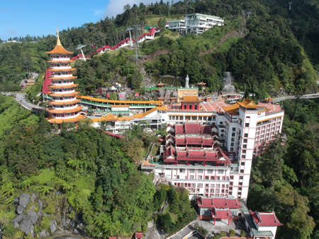 Genting Highlands, Malaysia - 1 February 2018: Aerial view of Chin Swee Caves Temple.のeditorial素材