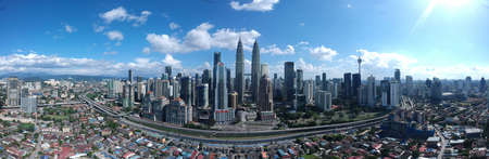 Kuala Lumpur, Malaysia - 4 February 2018: Beautiful and dramatic aerial view of Kuala Lumpur City.