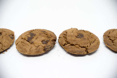 Chocolate cookies on a white backgroundの写真素材