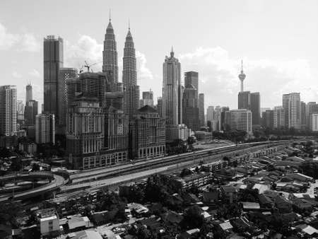 Kuala Lumpur, Malaysia - 13 February 2018: Beautiful and dramatic aerial view of Kuala Lumpur City.のeditorial素材
