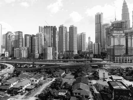 Kuala Lumpur, Malaysia - 13 February 2018: Beautiful and dramatic aerial view of Kuala Lumpur City.のeditorial素材