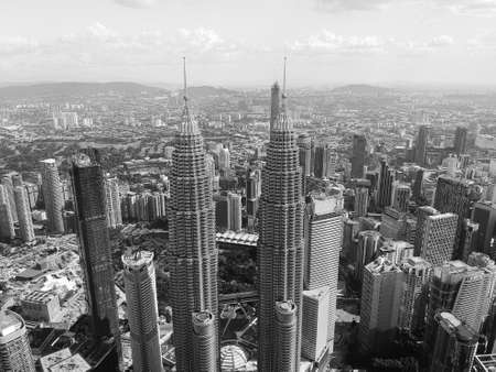 Kuala Lumpur, Malaysia - 13 February 2018: Beautiful and dramatic aerial view of Kuala Lumpur City.のeditorial素材