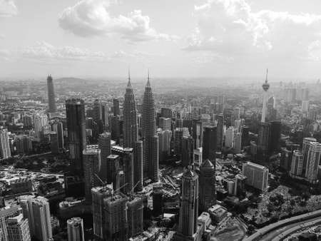 Kuala Lumpur, Malaysia - 13 February 2018: Beautiful and dramatic aerial view of Kuala Lumpur City.のeditorial素材