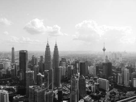 Kuala Lumpur, Malaysia - 13 February 2018: Beautiful and dramatic aerial view of Kuala Lumpur City.のeditorial素材