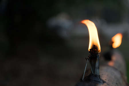 Malay tradition oil lamp made from bamboo during Eidul fitri