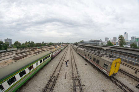 Hat Yai, Songkhla, Thailand - 30 April 2018: A view of Hat Yai Railway Station. Hat Yai Station is an international railway junction and a Class 1 railway station for the State Railway of Thailand.のeditorial素材