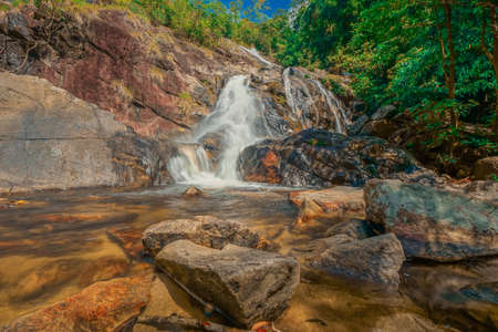 Forest and waterfall at Ton Nga Chang Waterfall, Songkhla, Thailand.の写真素材