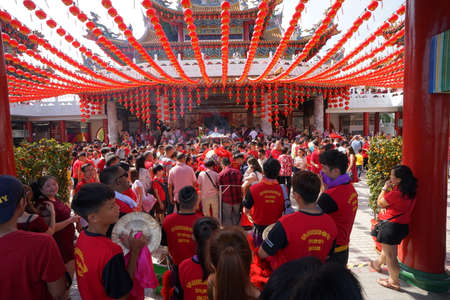 Kuala Lumpur, Malaysia - February 5, 2019: Beautiful Lion Dance during Chinese New Year celebration...
