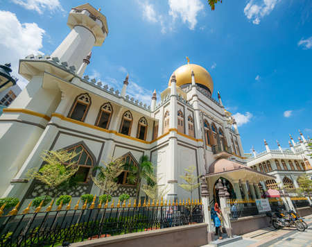 Singapore - February, 2020: A beautiful calming view of Masjid Sultan in Kampong Glam Malay Heritage District, Singapore.のeditorial素材