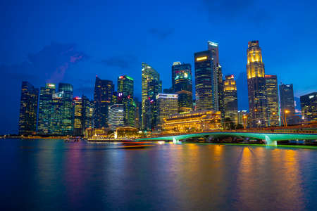 Singapore - February, 2020: Beautiful night view of Singapore city.のeditorial素材
