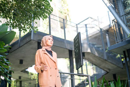 Cyberjaya, Malaysia  25 December 2019: Fashion portraiture of young beautiful muslim woman wearing hijab.のeditorial素材