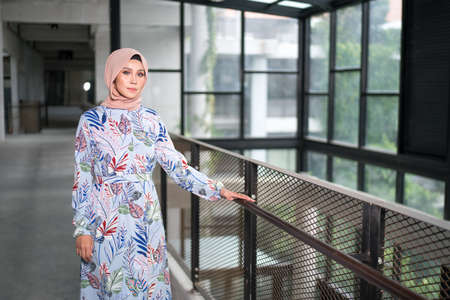 Cyberjaya, Malaysia â 25 December 2019: Fashion portraiture of young beautiful muslim woman wearing hijab.のeditorial素材