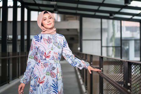 Cyberjaya, Malaysia â 25 December 2019: Fashion portraiture of young beautiful muslim woman wearing hijab.のeditorial素材