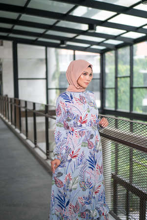 Cyberjaya, Malaysia â 25 December 2019: Fashion portraiture of young beautiful muslim woman wearing hijab.のeditorial素材