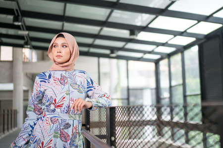 Cyberjaya, Malaysia  25 December 2019: Fashion portraiture of young beautiful muslim woman wearing hijab.のeditorial素材
