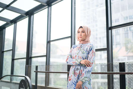 Cyberjaya, Malaysia â 25 December 2019: Fashion portraiture of young beautiful muslim woman wearing hijab.のeditorial素材