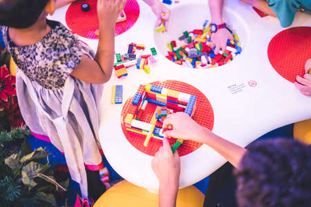 Kuala Lumpur, Malaysia â December, 2019: Children play with Lego blocks at Pavilion Shopping Mall in Bukit Bintang.のeditorial素材