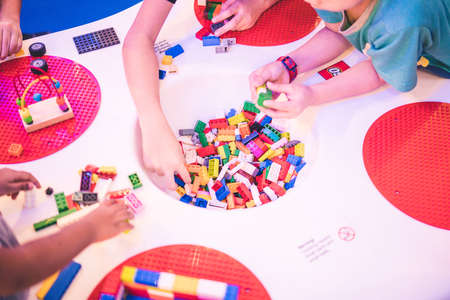 Kuala Lumpur, Malaysia â December, 2019: Children play with Lego blocks at Pavilion Shopping Mall in Bukit Bintang.のeditorial素材