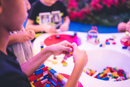 Kuala Lumpur, Malaysia â December, 2019: Children play with Lego blocks at Pavilion Shopping Mall in Bukit Bintang.のeditorial素材