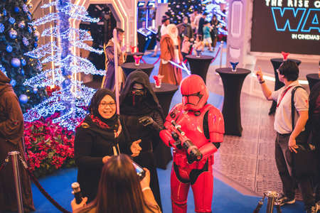 Kuala Lumpur, Malaysia â December, 2019: Beautiful costume Star Wars movie characters and Star Wars, Millennium Falcon themed Christmas decoration at Pavilion Shopping Mall in Bukit Bintang.のeditorial素材