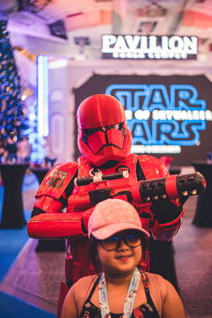 Kuala Lumpur, Malaysia â December, 2019: Beautiful costume Star Wars movie characters and Star Wars, Millennium Falcon themed Christmas decoration at Pavilion Shopping Mall in Bukit Bintang.のeditorial素材